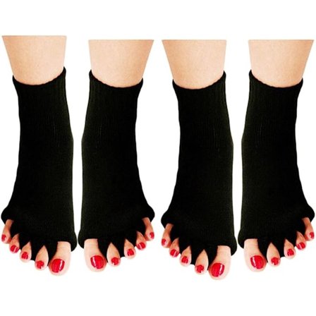 Yoga tåsokker - Sokker for fotposisjonering - Sokker med åpen tå - Svart