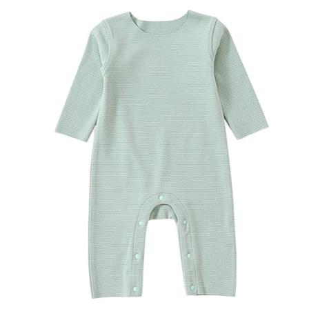 Baby Randig Ett Stycke Långärmade Knappar Romper Basic Jumpsuit