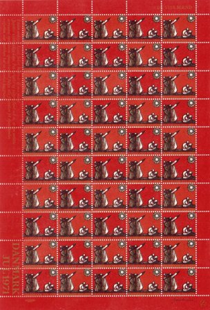 Danmark - Julemærkeark 1971 - Utakket nedre marginal - Ubrugt eller foldet