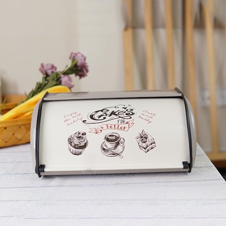 Metalldammsikker brødboks, husholdningsoppbevaringsboks, praktisk matbeholder