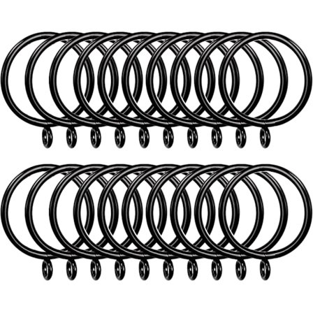50-pack 38 mm gardinringar matt svart metall gardinstångsringar - passar stänger upp till 35 mm diameter, svart