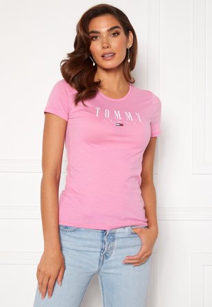 TOMMY JEANS Essential Skinny Logo Tee Pink Daisy Klær