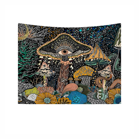 Svampe Gobelin Øjne Murmal Havdyr Vægophæng Boho Gobelin Æstetisk Hav Psykedelisk Dekorativ Gobelin til Soveværelse, 150x130cm