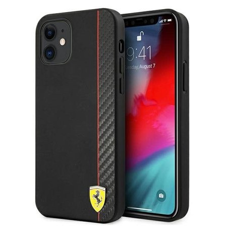 Ferrari FESAXHCP12SBK iPhone 12 mini 5,4" svart/svart hardcase On Track Carbon Stripe