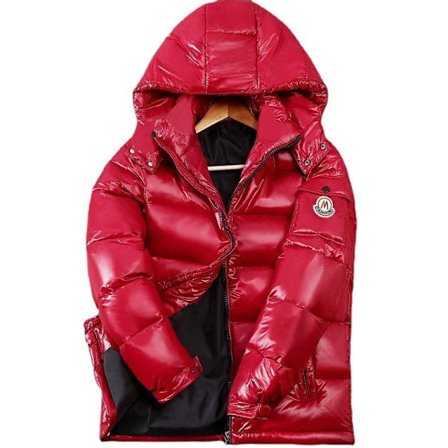 Vinterjacka för män med glansig finish, ståkrage och huva (utmärkt värme). Storlek M