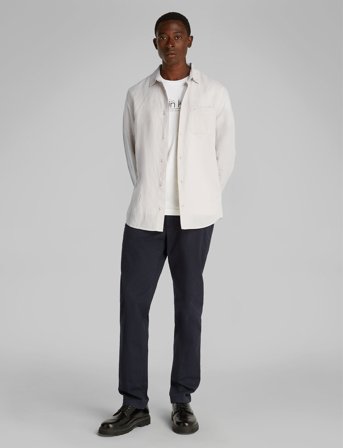 Calvin Klein Linen Cotton Regular L/S Shirt - Cream - XL