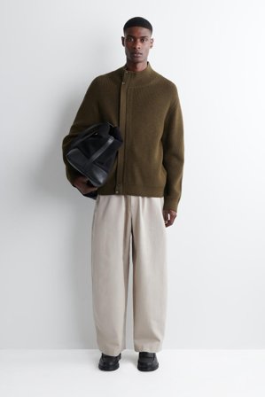 COS Men's Barrel-Leg Drawstring Trousers in Beige