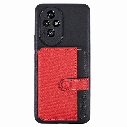 Honor 200 5G -puhelimen suojakotelo, jossa liimattava korttitasku, värien sovitus ja jalusta - Harmaa