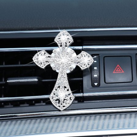 Bil Luftventil Clip Crystal Cross Rhinestone Bil Luftkonditionering Uttag Vent Charm Bil Inredning Bil Bling Tjejer