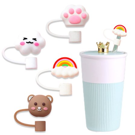 4 kpl Pillin Päällisiä, Söpöjä Silikonisia Pillin Päällisiä, Uudelleenkäytettäviä Pölytiiviitä Pillin Päällisiä, Pillin Päällisiä (Moe Tassu + Karhu +