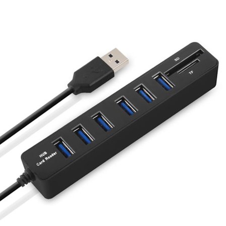 JDL-HSD8 USB Hub Combo Splitter 3/6 porte valgfri USB 2.0 høj hastighed Mini 2 i 1 SD TF kortlæser til bærbar computer