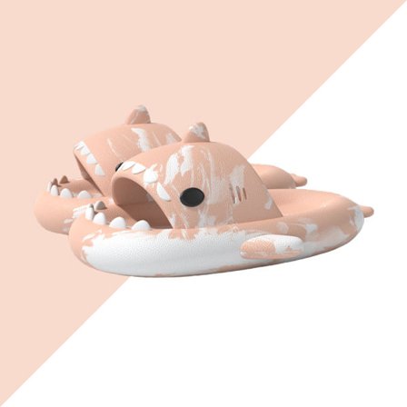 Tvåfärgad shark 4CM tjock sula sandaler EVA lätta hemtofflor pink white 40/41