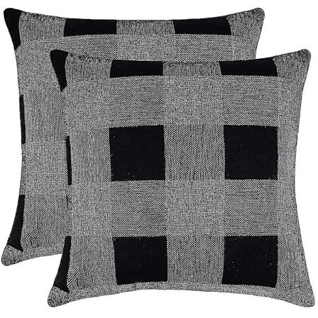 Sett med 2 Farmhouse Buffalo Check Rutete Putesett Puter Trekk Polyester Lin