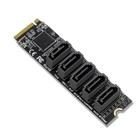 Helppo asennus M.2 PCIe3.0 - 5Port SATA3.0 -sovitinkortti NVME-protokolla pöytätietokoneen tee-se-itse -tietokoneelle Helppo asennus