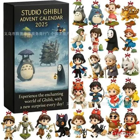 Klassisk Studio Ghibli Anime Julekalender Legetøjsfigur Samlerobjekt Cosplay Tilbehør Trendy Nedtællings Blind Box