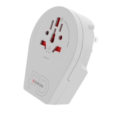 Skross travel adapter with a USB-C charger - White