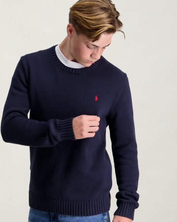 Polo Ralph Lauren Cotton Crewneck Sweater Blauw Truien Jongens - Kids Brand Store