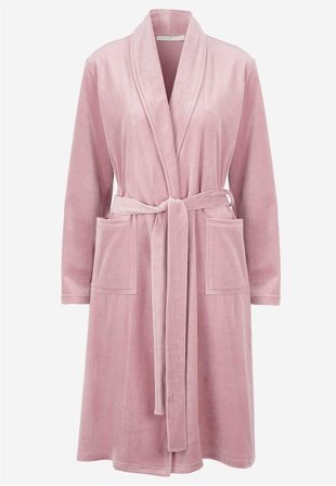 Cellbes of Sweden - Velour morgenkåbe i lyngrosa til damer i størrelse 46/48
