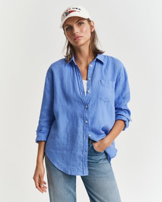 GANT - Relaxed fit linskjorte til dame perfect blue