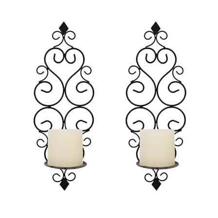 Veggmonterte lysestaker i metall, vegglampe lysestakeholder