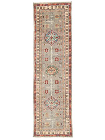 Kazak Rug 85X300 Runner Brown/Orange Wool, Afghanistan