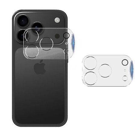 Fuld dækning 3D kameralinsebeskytter med natlysring, 2 stk., kompatibel med Apple iPhone 17 Pro Max