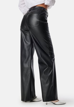 BUBBLEROOM - Straight PU Trousers - Black