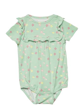 Body Ss Aop Bamboo Bodies Short-sleeved Multi/mønstret Minymo