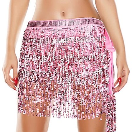 Paljett kjol magdans kjol höft kjol tofs kjol latin glitter kjol tofs karneval kjol vit