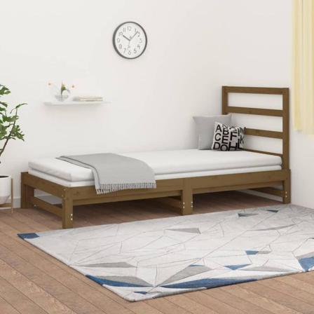 Vidaxl Utdragbar Dagbädd Honungsbrun 2x(90x190) Cm Massiv Furu Brun
