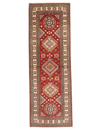 Kazak Fine Rug Oriental Runner Brown/Dark Red (Wool, Afghanistan)