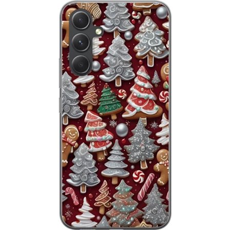 Kompatibelt Mobilskal till Samsung Samsung Galaxy S24 Mysigt julmotiv med granar, godis och vinterfärger
