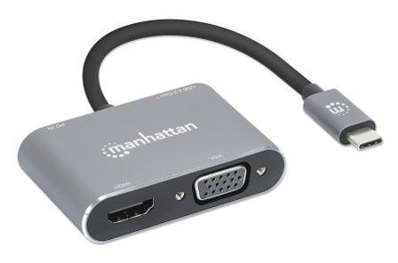 Manhattan MH USB-C to HDMI/VGA 4-in-1 Docking Converter with Power Del