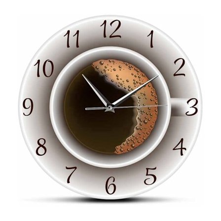 Kop kaffe med skum dekorativ lydløs vægur køkkenindretning cafe væg skilt urværk cafe stil vægur