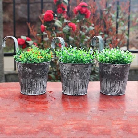 Seinälle ripustettava kukkaruukku puutarha-aita parveke kasviteline ämpäri vintage sisustus Qinhai