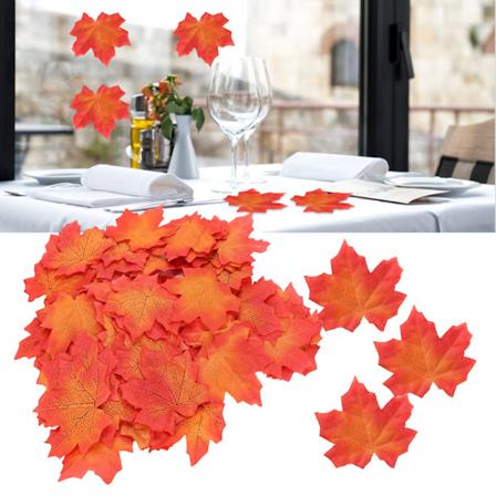 100 stk/pose kunstige lønneblader for Thanksgiving høstblad bryllupsfest borddekorasjon rød og gul