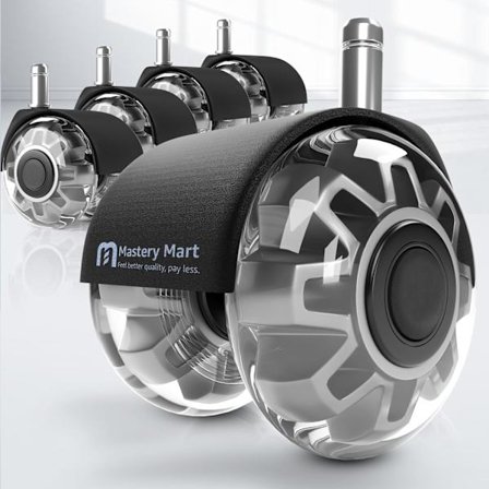 Kontorsstols Hjul för Hårdträgolv och Matta, Tunga och Tysta Smidiga Rullskridskoersättning Kontorsstol