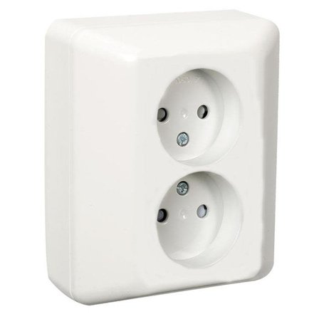 Elko EKO05562 Vägguttag ojordat, 2-vägs, med förhöjningsram, Strömbrytare & vägguttag