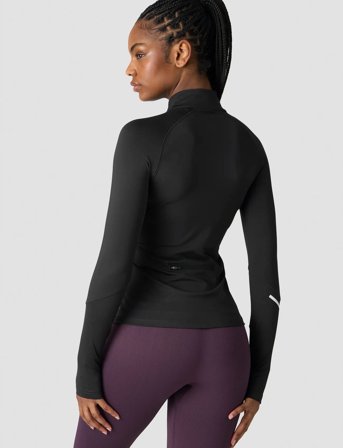 ICANIWILL Everyday Long Sleeve Stripe 1/4 Zip - Black - M