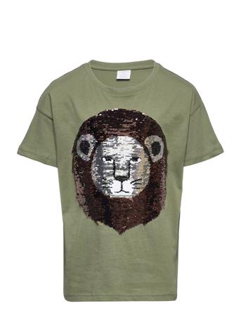 Top Ss Djungle Flipsequins T-shirt Grøn Lindex