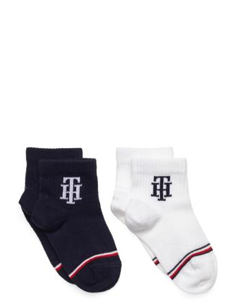 Th Baby Sock 2P Monogram Socks & Tights Socks Hvid Tommy Hilfiger