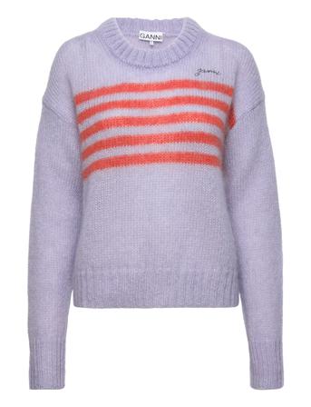 O-Neck Pullover - Striped Pullover Multi/mønstret Ganni