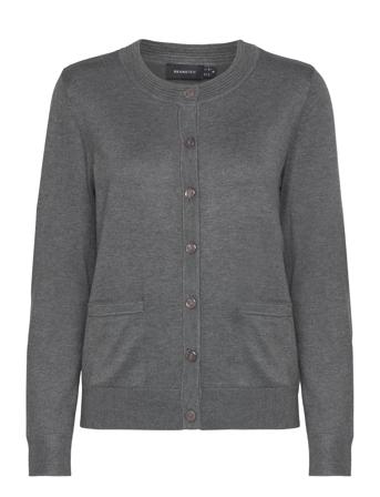 Cardigan-Knit Light Strikkegenser Cardigan Grå Brandtex*Betinget Tilbud