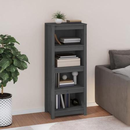 Vidaxl Bokhylla Grå 50x35x125,5 Cm Massiv Furu Grå