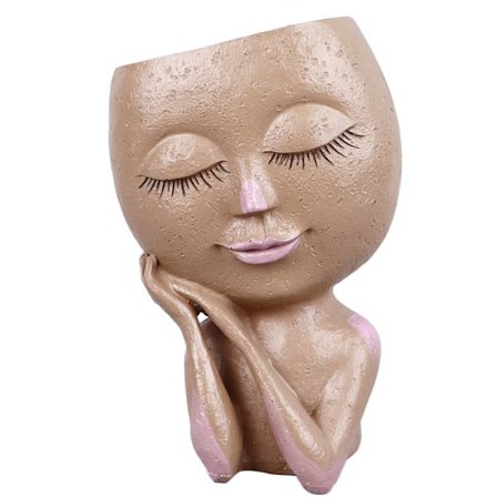Ansiktskruka Krukor Huvud Kruka Harts Resistent Söt Ansikte Blomkruka med Bottenavloppshål för Inomhus Utomhus
