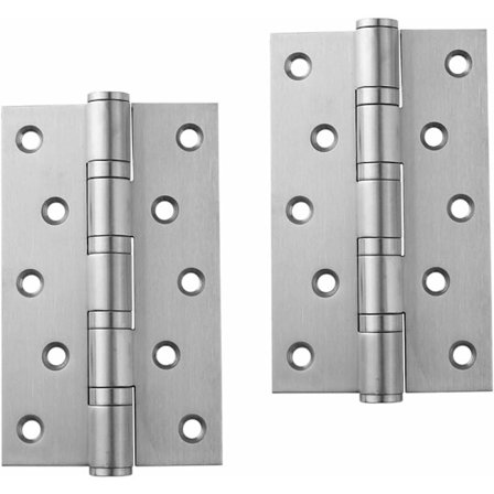 4 stk. hængsler til vinduer, 100 mm hængsler til skabslåger, rustfrit stål, kugleleje med skrue, sølv