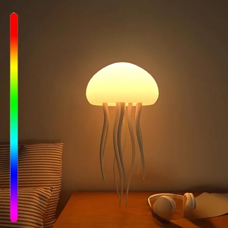 Jellyflow Lampe, Genopladelig Flydende Vandmandslampe, LED Bærbar RGB Gradient Vandmandslampe Stemmestyring