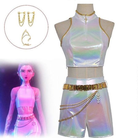 KPop Demon Hunters Rumi Hvid Cosplay Kostumesæt - Halloween Fest Fancy Kjole til Kvinder