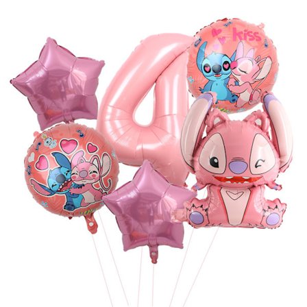 6 stk. Lilo & Stitch Party Balloner 30" Nummer Luft Globos Sæt Baby Shower Fødselsdagsfest Dekorationer Børnelegetøj Gaver Tilbehør Pink