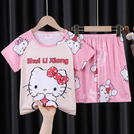 Anime Sanrios Series Kids Kortärmad Pyjamas Set Cartoon Summer style 4 12 (115-125cm)